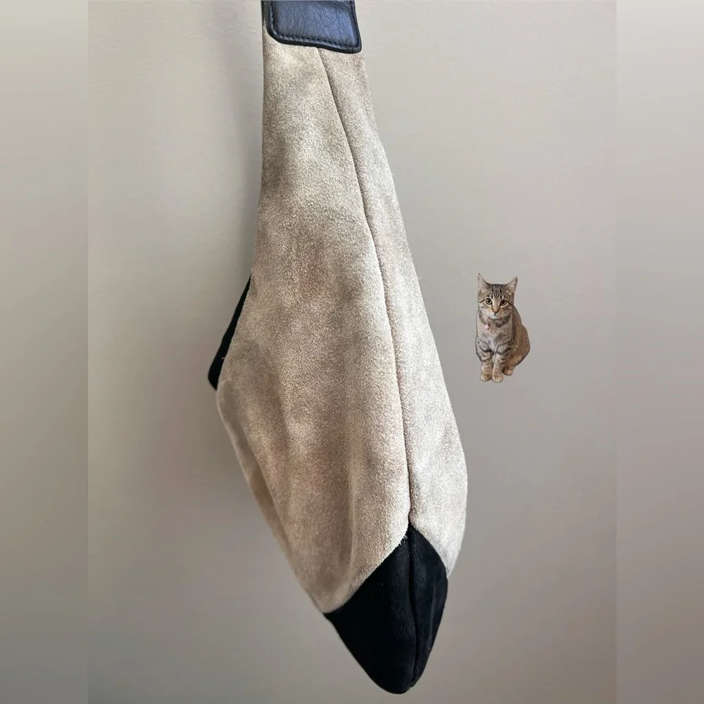 Furla Suede Hobo Bag, Black/Grey - Picture 3 of 11